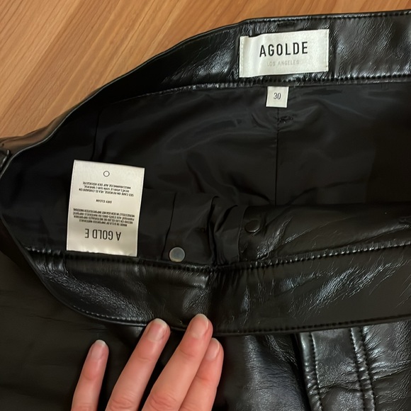 AGOLDE Recycled Leather Criss Cross Skirt. Black. Size 30. - Picture 7 of 12